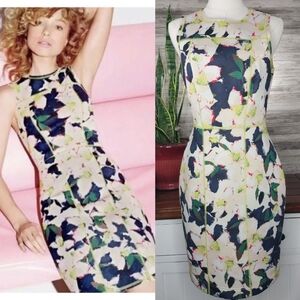 J. Crew floral neon stitch scuba dress Size 4